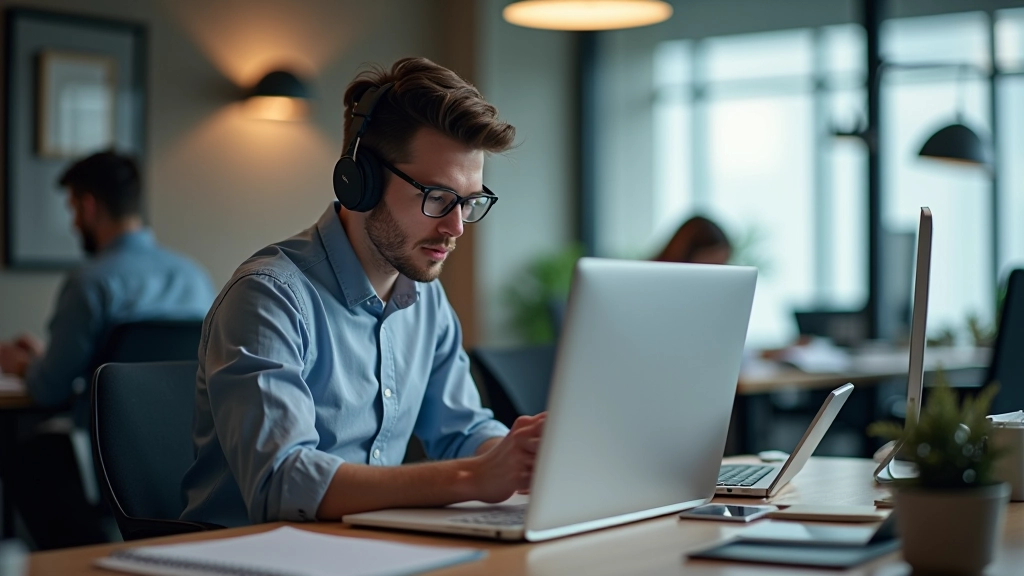 Tech professional demonstrating focused, distraction-free work environment